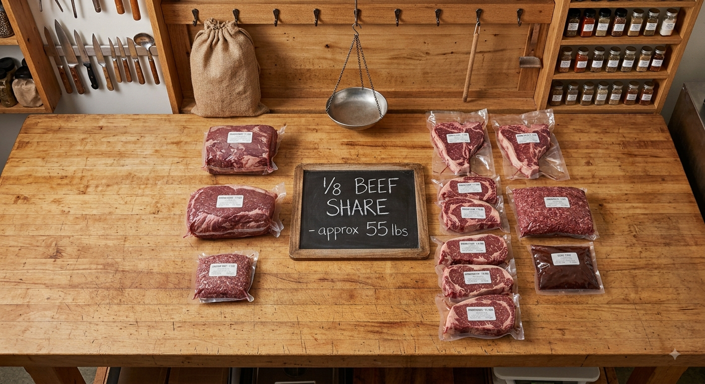 B. Eighth Beef Share Grass Fed/Grain Finished